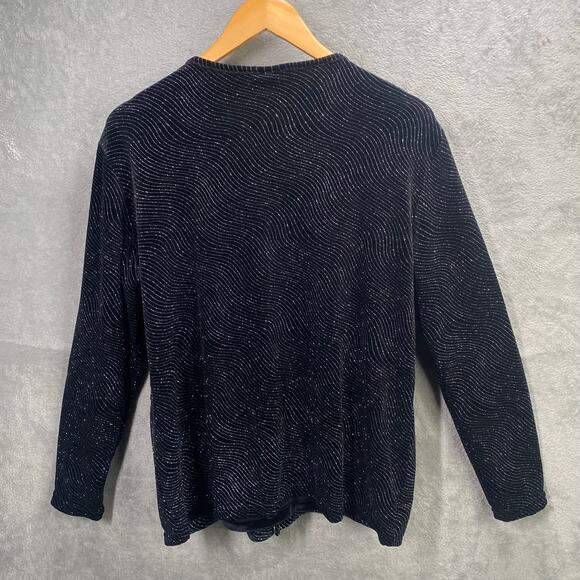 Notations Shirt Jacket XL Black Velvet Open Front‎ Stretch Party Formal Glam - Picture 2 of 15